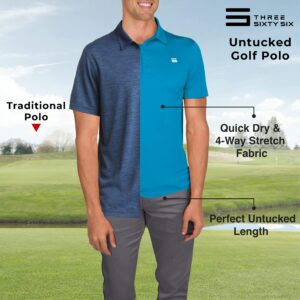 Men’s Untucked Golf Polo Shirts - The Perfect Length, Quick Dry, 4-Way Stretch Fabric. Moisture Wicking, UPF 50+ Protection