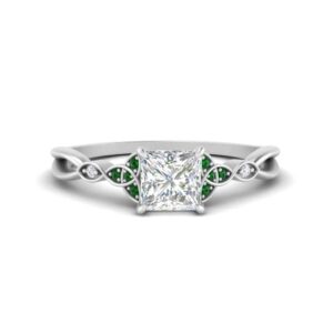 55Carat Celtic Knot Split Diamond Ring 925 sterling silver Created Princess Princess shape Green color Petite Engagement Rings pave Setting in Size 10 Party Wear Daily Wear Ornament