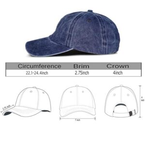 Giavuwn Embroidered Ukraine Hat Retro Vintage Washed Cotton Denim Baseball Caps Navy