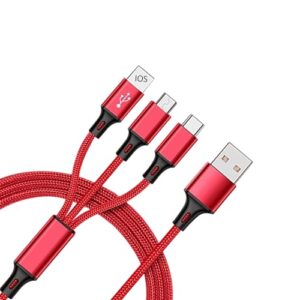 pro usb 3in1 multi cable compatible with asus zenfone 2 laser 6-inch data universal extra strength for fast quick charging speeds! (red)