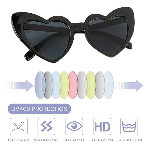 FUNUPUP 8 Pairs Heart Shaped Sunglasses Bachelorette Party Sunglasses Bride Bridesmaid Heart Glasses for Women Party Favors