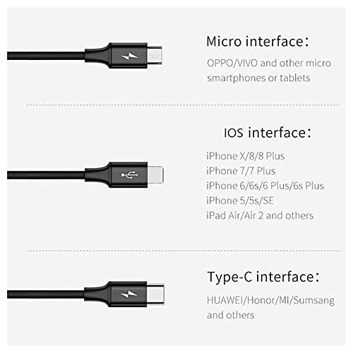 Pro USB 3in1 Multi Cable Compatible with Asus ZenFone 3 Laser Data Universal Extra Strength for Fast Quick Charging Speeds! (Silver)