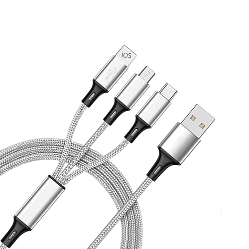 Pro USB 3in1 Multi Cable Compatible with Asus ZenFone 2 Laser Data Universal Extra Strength for Fast Quick Charging Speeds! (Silver)