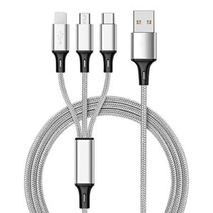 pro usb 3in1 multi cable compatible with asus zenfone 3 laser 32gb data universal extra strength for fast quick charging speeds! (silver)