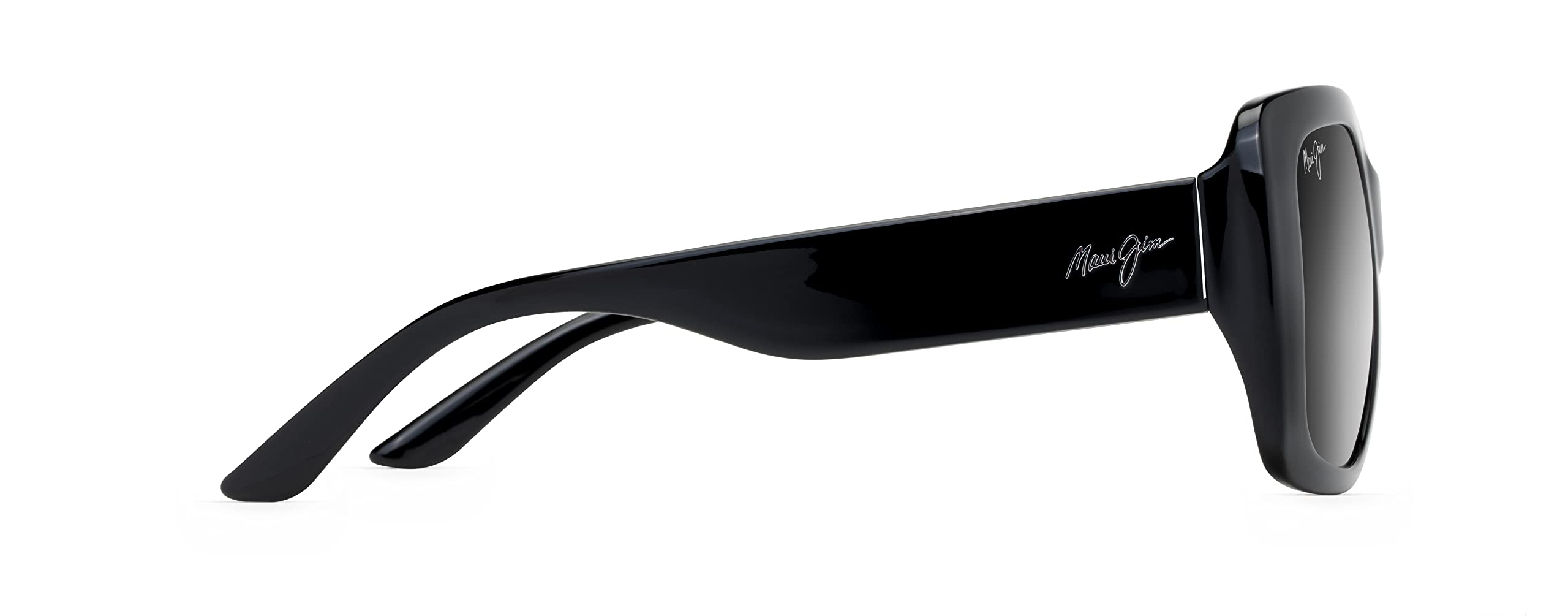 Maui Jim Women's Two Steps Polarized Fashion Sunglasses, Black Gloss/Neutral Grey, Medium