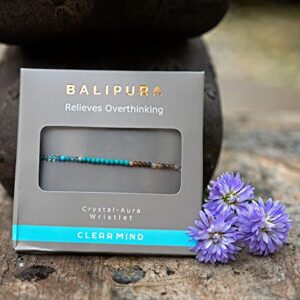 BALIPURA - Clear Mind Aura Bracelet Gift for Women (2mm Small Beads) - Beaded Crystals Apatite, Color Tourmaline and Turquoise, 925 Solid Silver Spacer - Precious Gemstones Healing Crystal