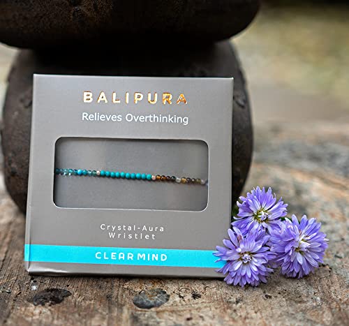 BALIPURA - Clear Mind Aura Bracelet Gift for Women (2mm Small Beads) - Beaded Crystals Apatite, Color Tourmaline and Turquoise, 925 Solid Silver Spacer - Precious Gemstones Healing Crystal