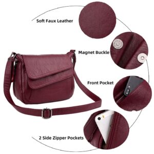 SULCET Women's Shoulder Bag Multi Pockets Crossbody Purse Leather Flapover Messenger Satchel Designer Travel Work Handbag