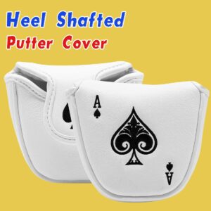 Barudan Golf Customize Ace White Mallet Putter Cover, Custom Golf Headcover Magnetic Club Protector fits for Odyssey 2ball, Odyssey Stoke Lab Putters,Synthetic Leather Putter Headcover for Mallet