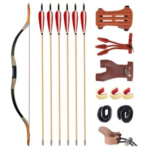 huntingdoor traditional recurve bow and arrow set for adults handmade longbow mongolian horsebow hunting bow set with archery accessories for shooting target practice