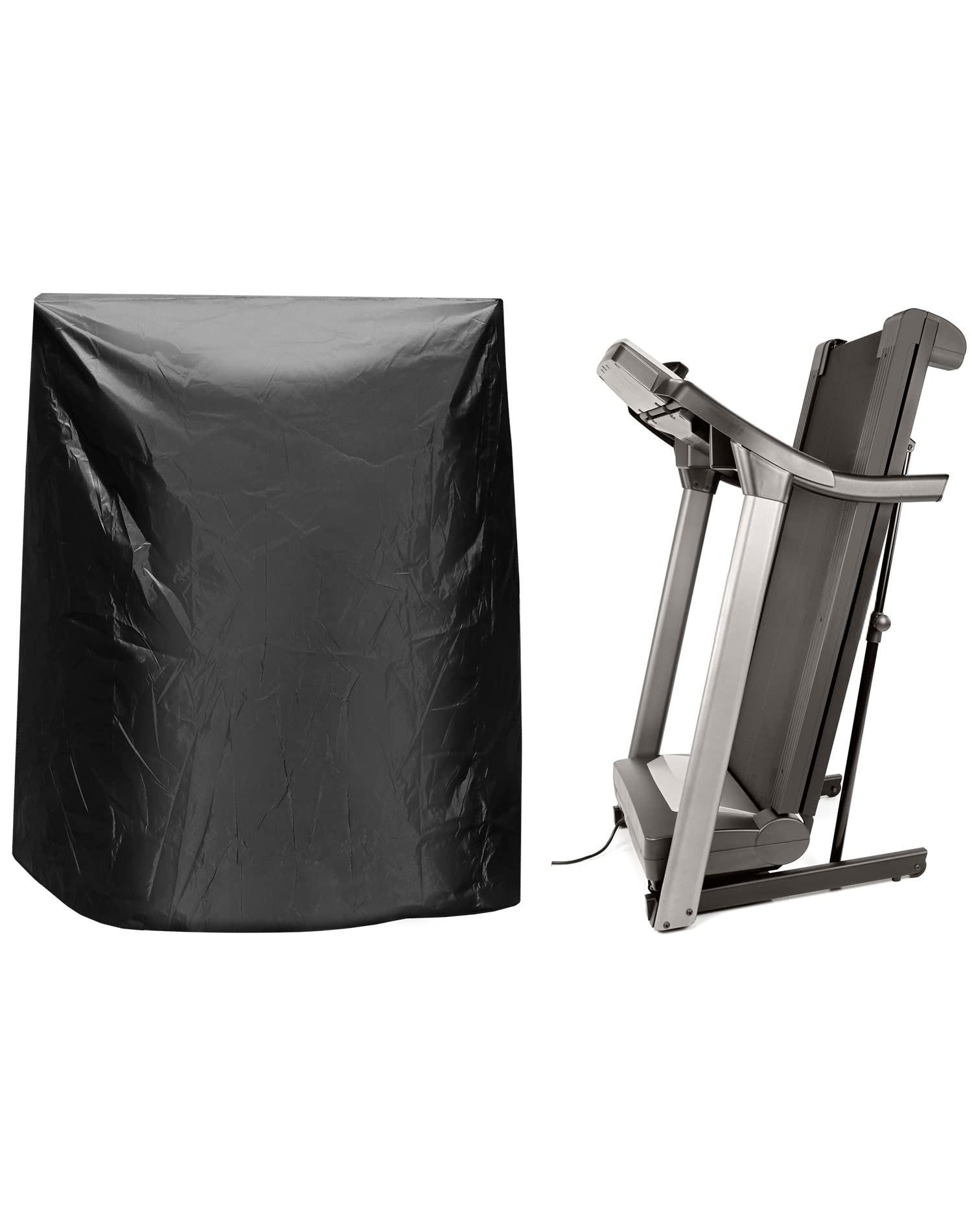 QWORK Black Treadmill Cover - Waterproof and Durable 46" L x 38" W x 66" H - Suitable for Most Folding Treadmills - Comes with Storage Bag