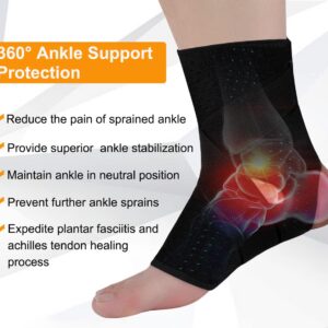 Vinaco 1 Pair Adjustable Compression Ankle Brace for Sprained Ankle, Strong Support & Breathable Ankle Support for Injury Recovery, Joint Pain, Swelling, Man & Women