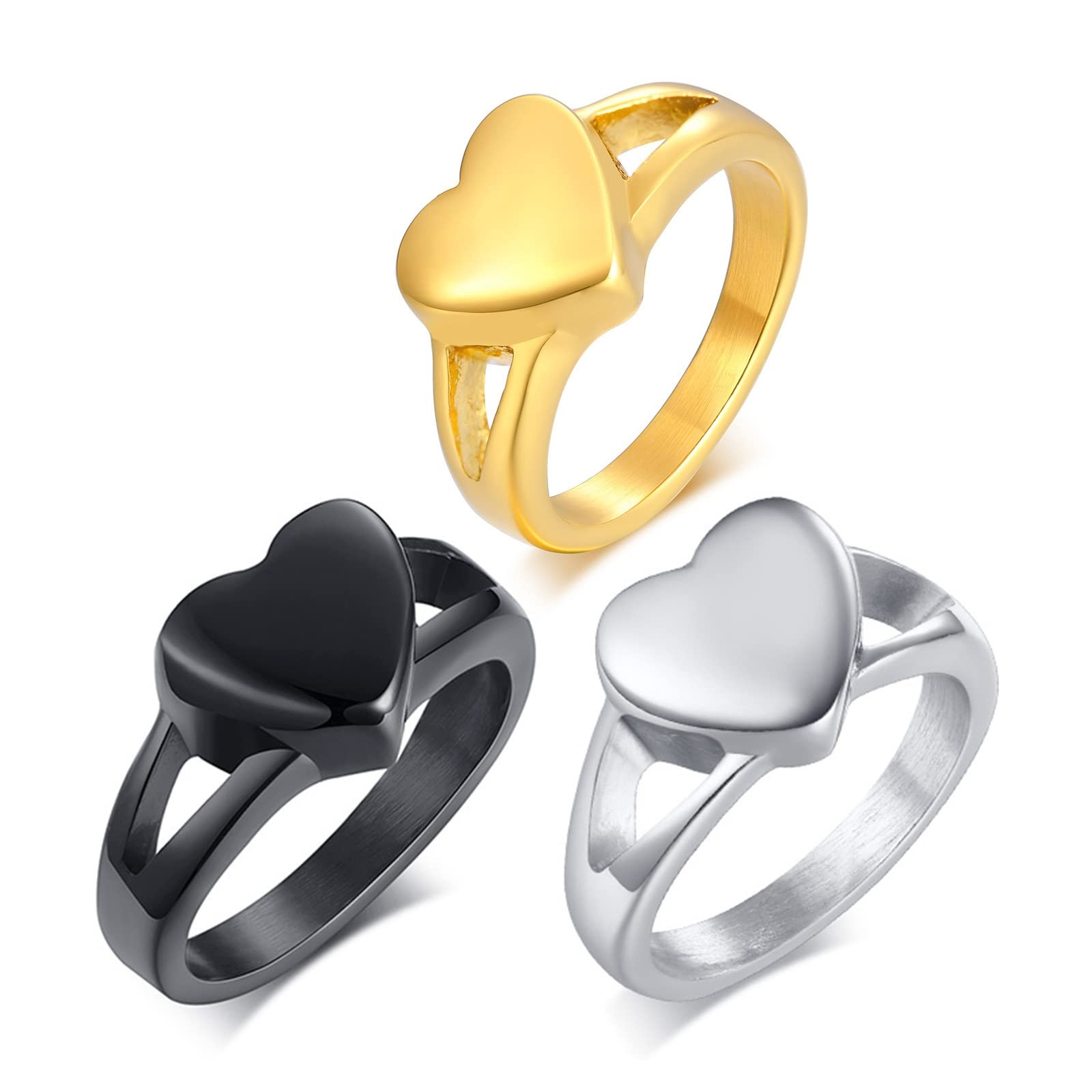 Urn Rings for Ashes for Women, Cremation Jewelry Urn Ring for Ashes, Keepsake Memorial Jewelry Hold Loved Ones Ashes Promise Rings Stainless Steel Black Size 6