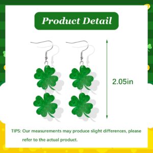 St. Patrick's Day Earrings Shamrock Dangle Earrings Green Leaf Drop Earrings for Women (2Layer Earring)