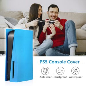 PEPPER JOBS PS5 Console Cover, Hard Shockproof PS5 Console Skin Case ABS Anti-Scratch Dustproof PS5 Cover Replacement Plate Shell for PS5 Console Disc Edition (Starlight Blue)