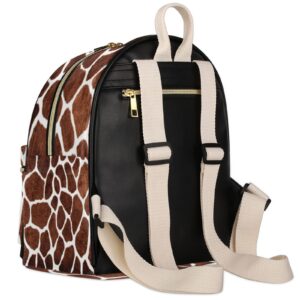 Giraffe Skin Print Mini Backpack Purse for Women, Animal Giraffe Skin Print Leather Small Backpack Casual Travel Daypacks Shoulder Bag for Girls Teen