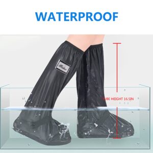 SooGree Waterproof Rain Shoe Covers Men Reusable Foldable Rain Snow Boot Shoe Covers with Reflector Non Slip Shoe Protector for Raining Day,Cycling,Gardening,Fishing,Hiking, Farming (Black, X-Large)