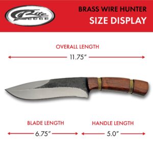 SZCO Supplies 11.75" Hand Forged Full Tang Wood Handle Carbon Steel Outdoor Hunting Knife With Sheath