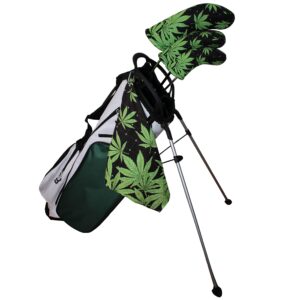 Black Marijuana Leaf Driver 460cc Club Headcover Handmade by BeeJos