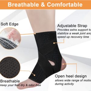 Vinaco 1 Pair Adjustable Compression Ankle Brace for Sprained Ankle, Strong Support & Breathable Ankle Support for Injury Recovery, Joint Pain, Swelling, Man & Women