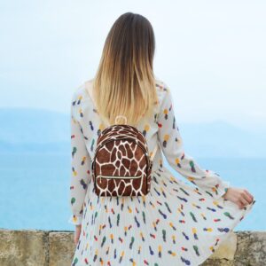 Giraffe Skin Print Mini Backpack Purse for Women, Animal Giraffe Skin Print Leather Small Backpack Casual Travel Daypacks Shoulder Bag for Girls Teen