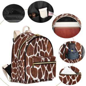 Giraffe Skin Print Mini Backpack Purse for Women, Animal Giraffe Skin Print Leather Small Backpack Casual Travel Daypacks Shoulder Bag for Girls Teen