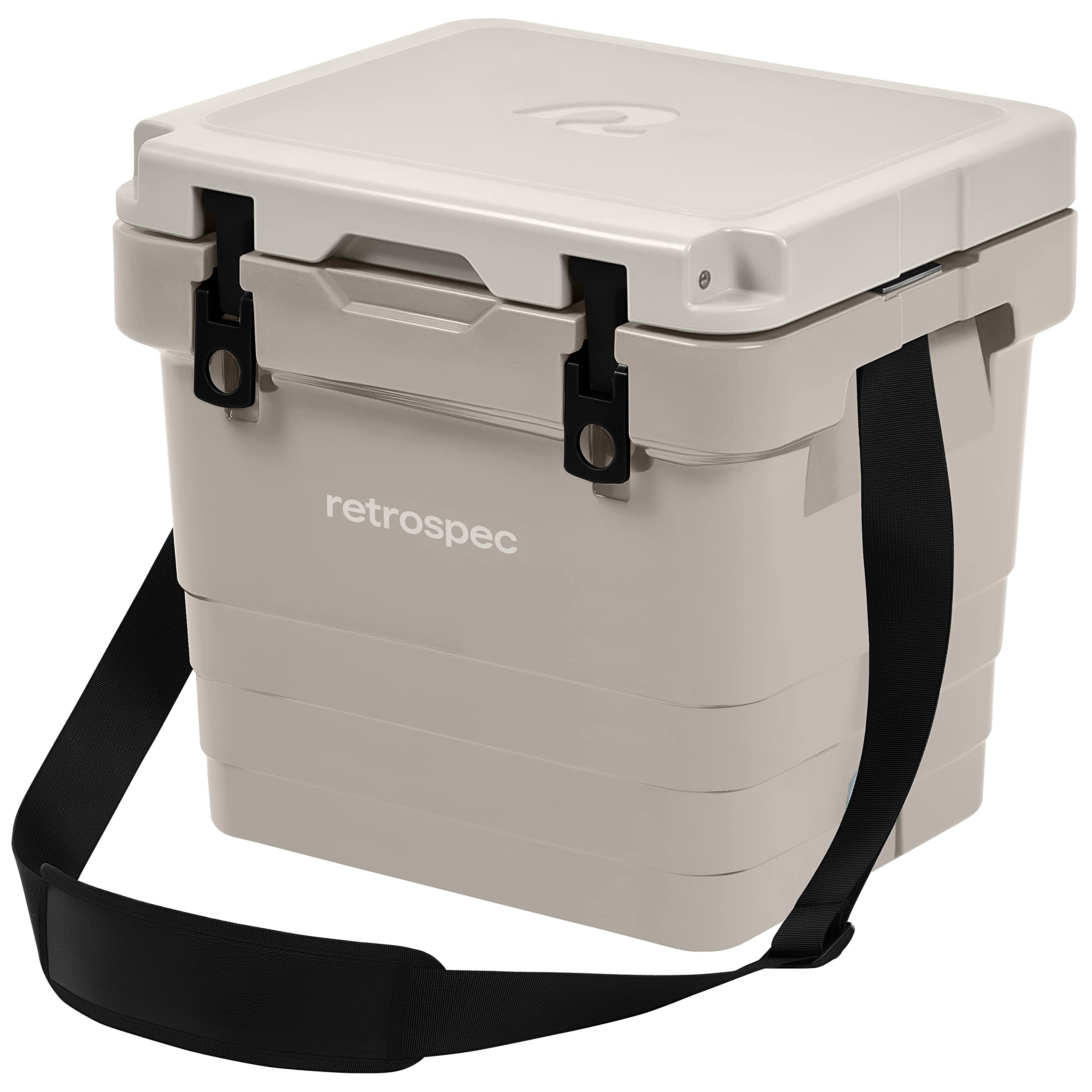 Retrospec Palisade Rotomolded 25 Qt Cooler - Fully Insulated Portable Ice Chest with Built in Bottle Opener, Tie-Down Slots & Dry Goods Basket - Large Beach, Camping & Travel Coolers - Dune