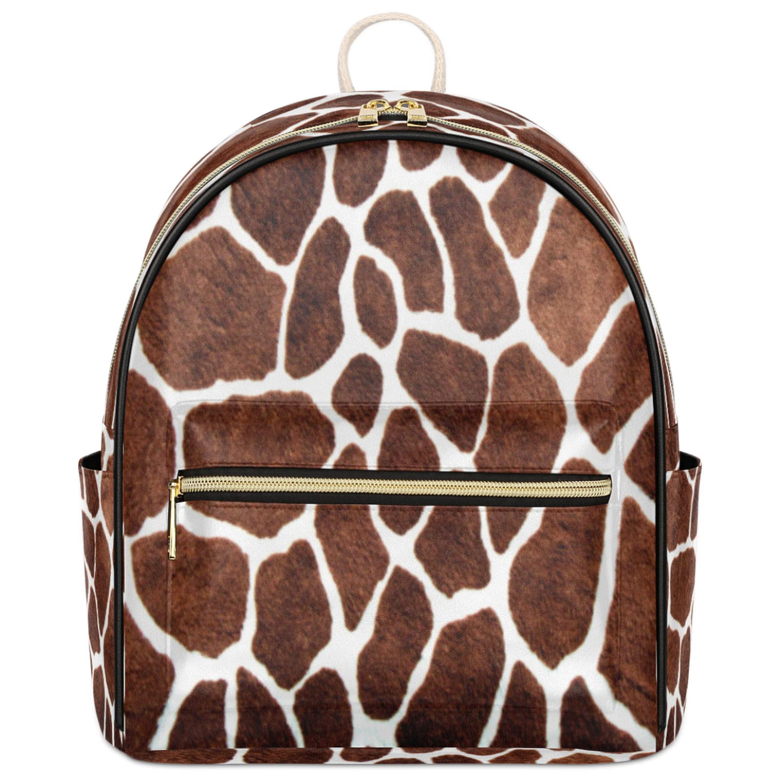 Giraffe Skin Print Mini Backpack Purse for Women, Animal Giraffe Skin Print Leather Small Backpack Casual Travel Daypacks Shoulder Bag for Girls Teen