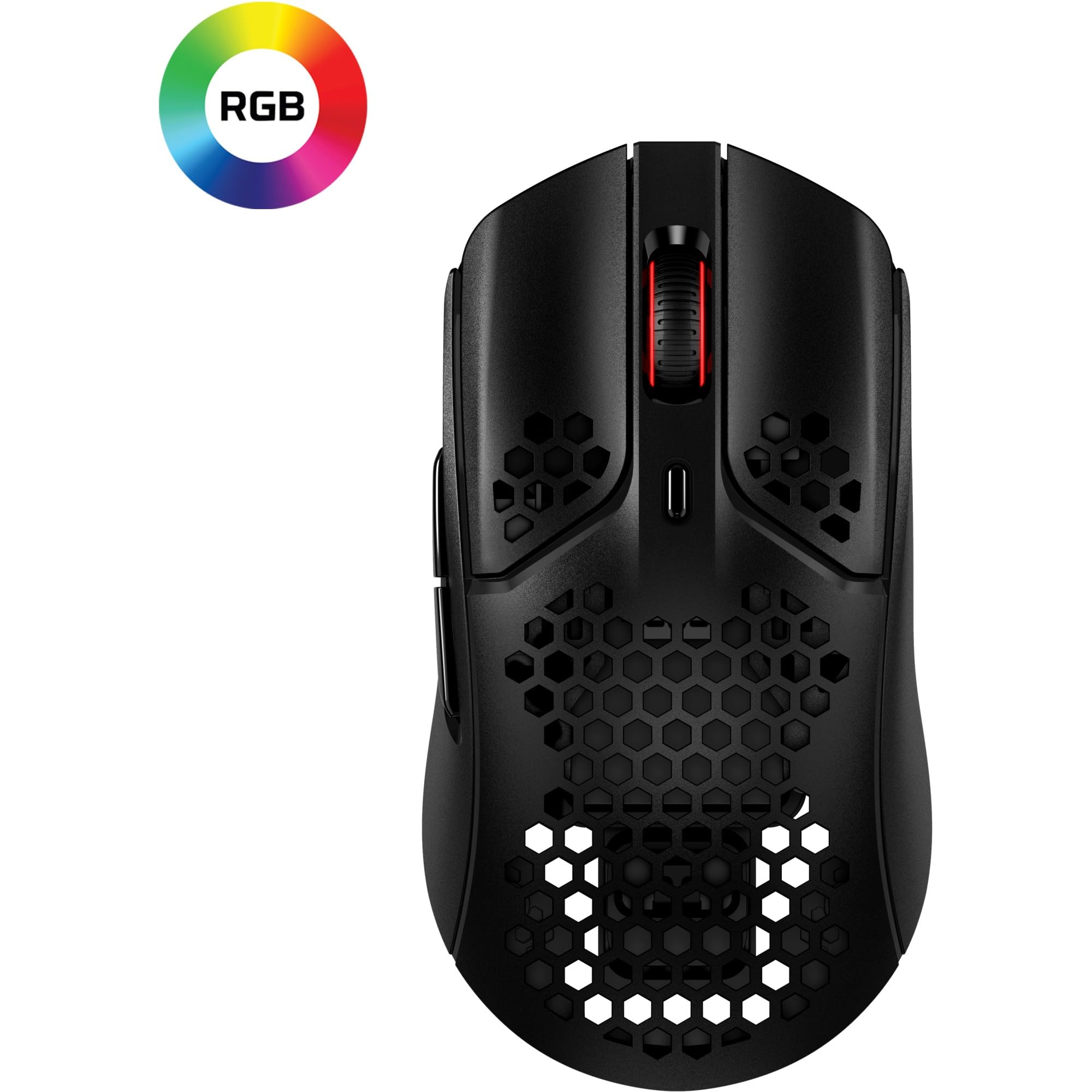 HyperX Pulsefire Haste – Wireless Gaming Mouse – Ultra Lightweight, 61g, 100 Hour Battery Life, 2.4Ghz Wireless, Honeycomb Shell, Hex Design, Up to 16000 DPI, 6 Programmable Buttons – Black, 4P5D7AA