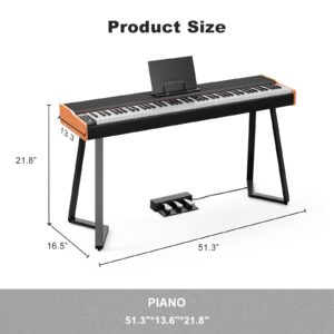 UMOMO UMO-713 88 Key Weighted Keyboard Piano with Thick Triangular Metal Stand, Beginner Digital Piano Full Size Heavy Hammer Weighted Action Electric Piano Keyboard with MIDI, Black