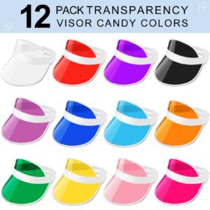 JenPen 12 Pack Unisex Plastic Sun Visors Hats Clear UV Protection Poker Cap for Men Women Sports Outdoor Golf Activities(White Frame)