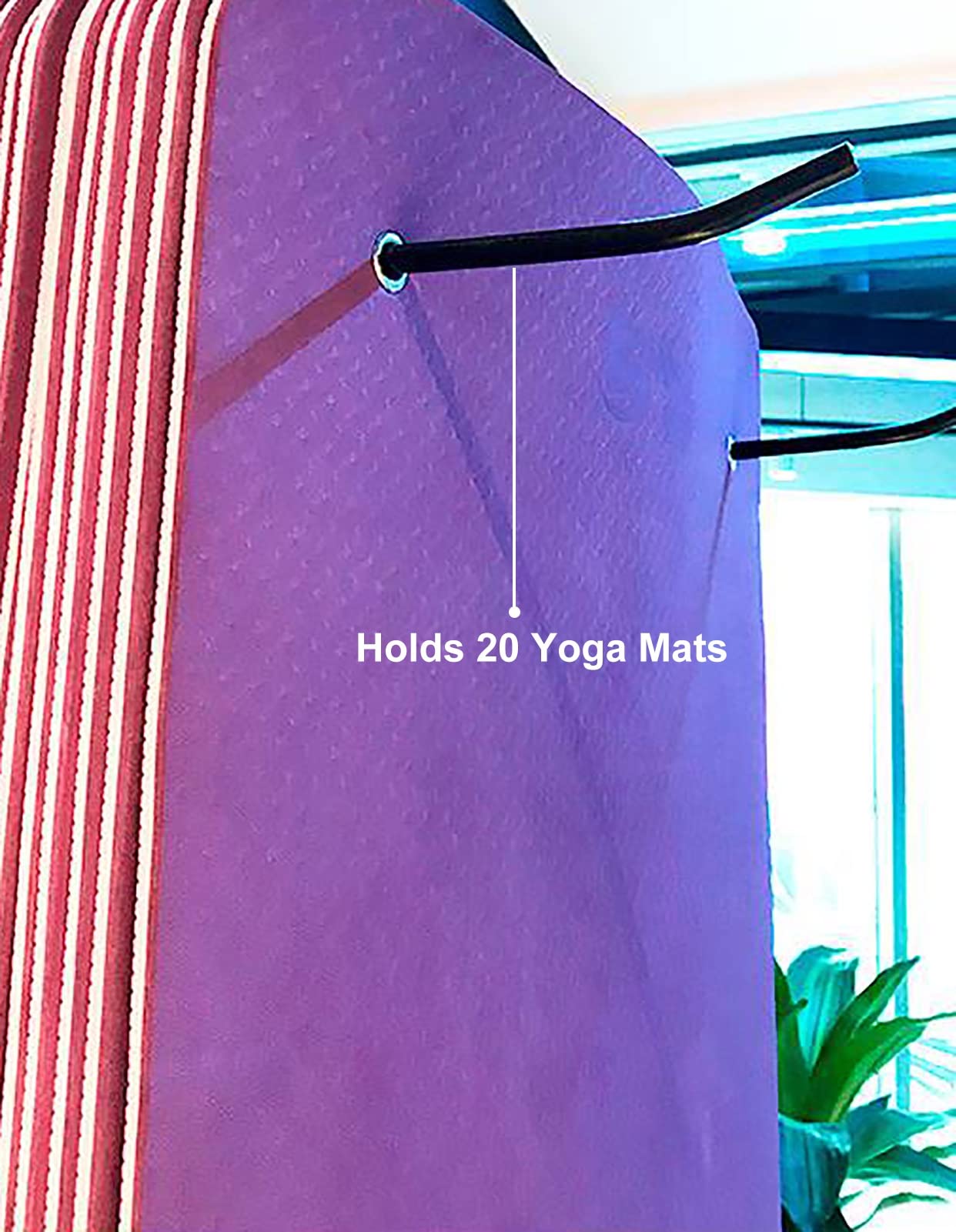 LHRUI Yoga Mat Holder Metal Yoga Mats Organizers Holders, Indoor Studios School Hanging Exercise Pads Billiard Cues Stand with Mounting Accessories, Easy to Install