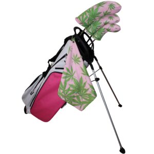 Pink Marijuana Leaf Driver 460cc Club Headcover Handmade by BeeJos