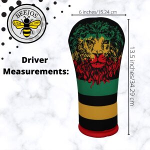 Rasta Lion Driver 460cc Club Headcover Handmade by BeeJos