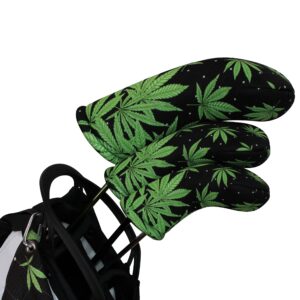 Black Marijuana Leaf Driver 460cc Club Headcover Handmade by BeeJos