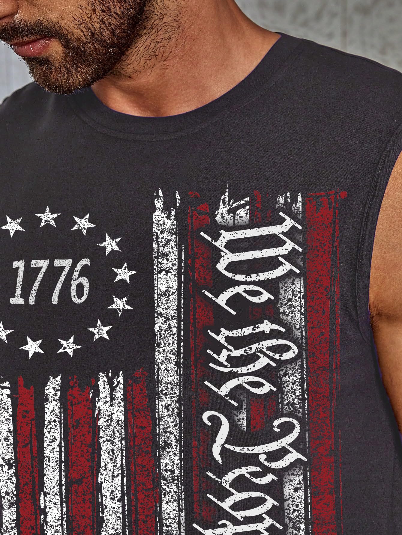 Heralady 4th of July Shirts Mens Muscle Tank Top 1776 Sleeveless Graphic Gym Workout USA Flag Shirt Grey XLarge