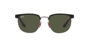 ray-ban rb3698m scuderia ferrari collection square sunglasses, matte black on matte gunmetal/green, 53 mm