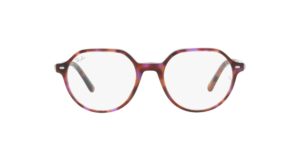 ray-ban rx5395 thalia square prescription eyewear frames, brown violet havana/demo lens, 49 mm