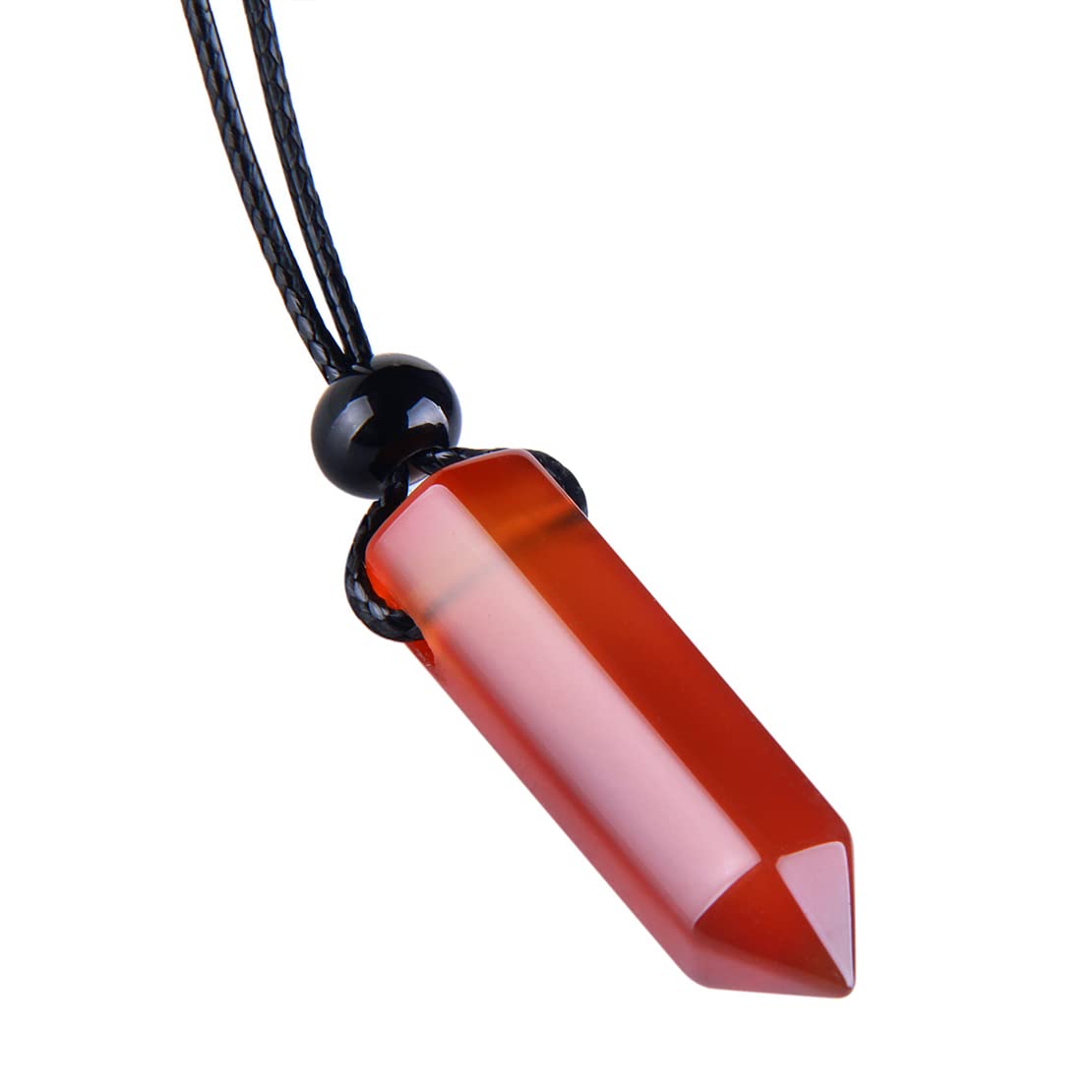 Magic Human Carnelian Necklace - Crystals and Healing Stones - Authentic Carnelian Wand Pendant - Hexagonal Gemstone Pendulum (Carnelian)