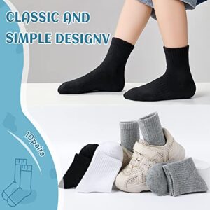 DoSmart Kids Crew Athletic Socks Boys Girls Classics Cotton School Uniform Childs Sports Breathable Casual Socks 10 Pairs (9-12 Years, 10 Pairs Black)