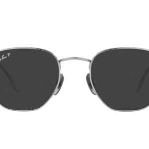 Ray-Ban RB8148 Hexagonal Titanium Sunglasses, Silver/Polarized Black, 54 mm