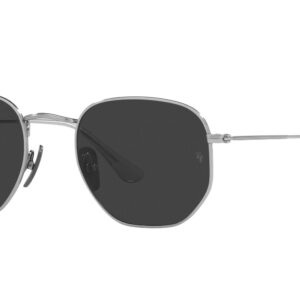 Ray-Ban RB8148 Hexagonal Titanium Sunglasses, Silver/Polarized Black, 54 mm