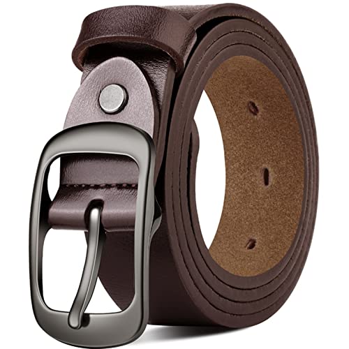 West Leathers [2 Pack Women's Genuine Leather Belts, Fashion Cowhide Waist Belt with Pin Buckle for Jeans Pants and dresses