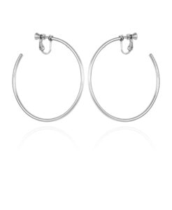 vince camuto silver-tone large open hoop clip on earrings for women