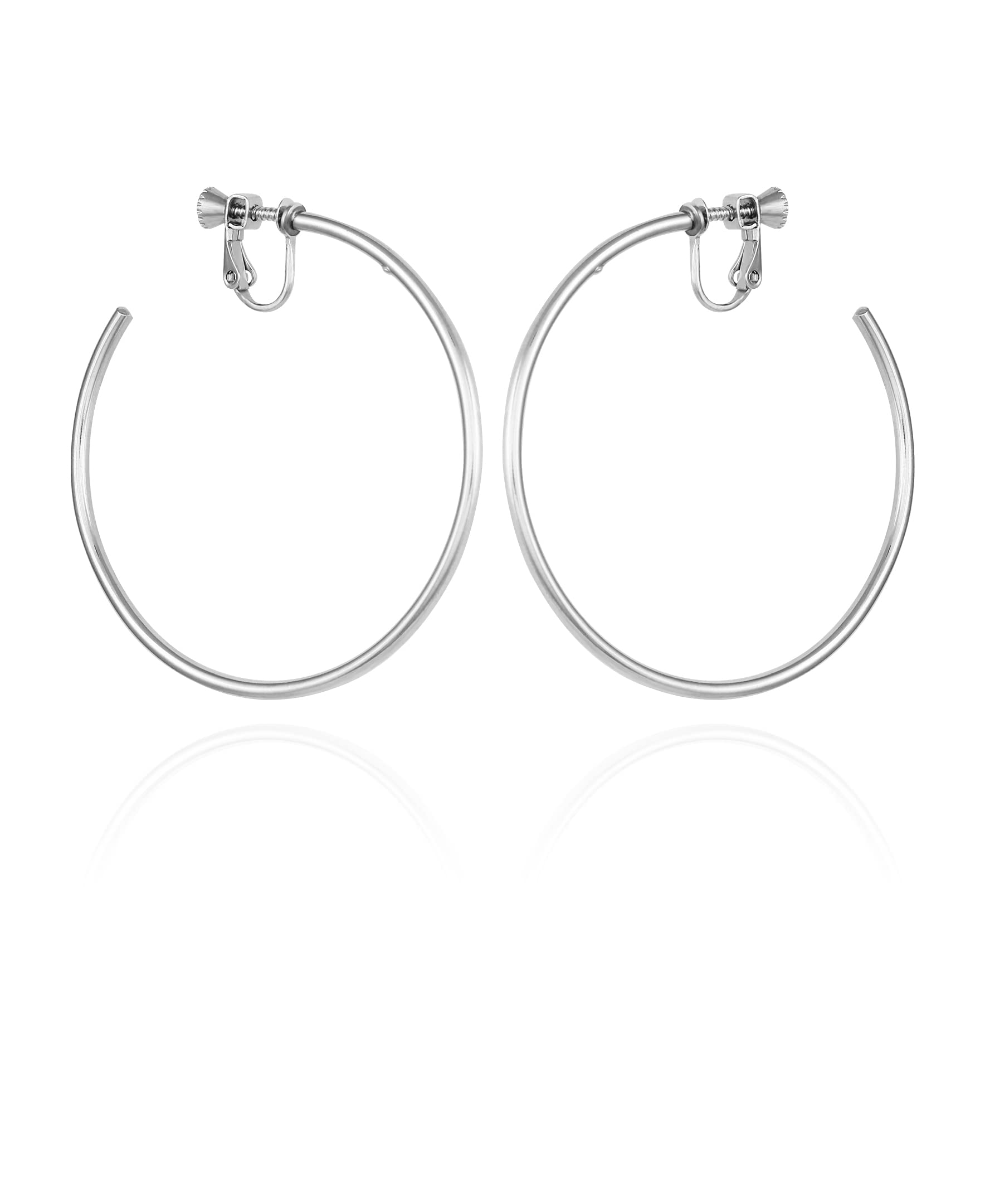 Vince Camuto Silver-Tone Large Open Hoop Clip On Earrings For Women