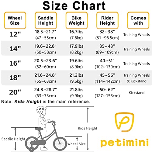 Petimini 12 Inch Kids Bike for Age 2 3 4 Years Old Little Girls Toddlers Retro Vintage Style Bicycles with Basket Training Wheels and Bell, Pink