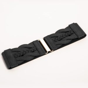 GRACE KARIN 50s Retro Wide Belts Elastic Woven Bohemia Cinch Belts for Women Dresses Black S