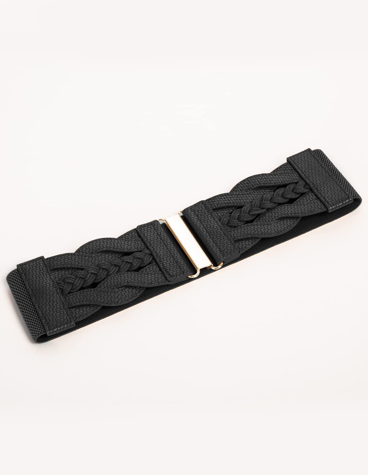 GRACE KARIN 50s Retro Wide Belts Elastic Woven Bohemia Cinch Belts for Women Dresses Black S