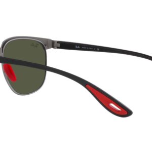 Ray-Ban RB3698M Scuderia Ferrari Collection Square Sunglasses, Matte Black On Matte Gunmetal/Green, 53 mm