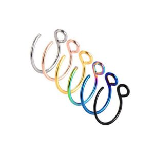 GNERIC Stainless Steel Fake Nose Ring Faux Piercing Jewelry 8mm Fake Nose Ring Hoop No Pierced Septum Nose Ring 6pcs